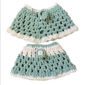 Crochet sea foam and white baby shawls or skirts